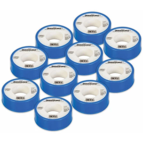 SILVERLINE ROULEAUX (SACHET DE 10) DE RUBAN TEFLON PTFE 12 Mm X 12 M