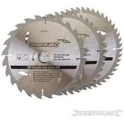 SILVERLINE Lames TCT Pour Scie Circulaire 24, 40 Et 48 Dents - 3 Pcs, 210 X 30 Mm - Bagues De 16 Et 25 Mm, 210 X 30 Mm - Bagues De 16 Et 25 Mm