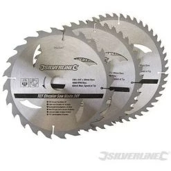 SILVERLINE Lames TCT Pour Scie Circulaire 24, 40 Et 48 Dents - 3 Pcs, 230 X 30 - Bagues De 16, 20 Et 25 Mm, 230 X 30 - Bagues De 16. 20 Et 25 Mm