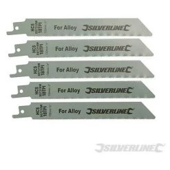 SILVERLINE Lames De Scie-sabre Pour Bois Et Alliage, 5 Pcs, Acier HCS - 18 Dents Par Pouce - 150 Mm, Acier HCS - 18 Dents Par Pouce - 150 Mm