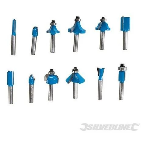 SILVERLINE Fraises à Défoncer TCT 1/4", 12 Pcs, 1-4 – Image 3