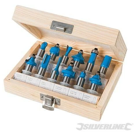 SILVERLINE Fraises à Défoncer TCT 12 Mm, 12 Pcs, 12 Mm