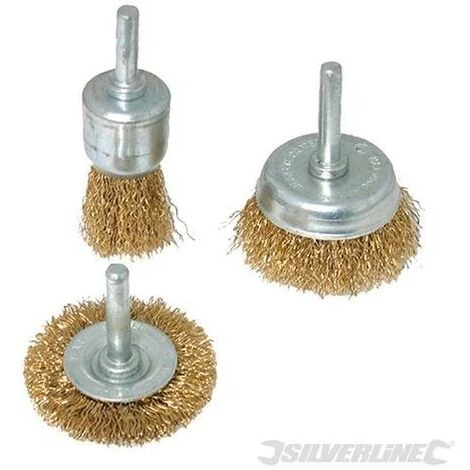 SILVERLINE Brosses Et Roues à Fils D'acier Laitonnés, 3 Pcs, 3 Pcs