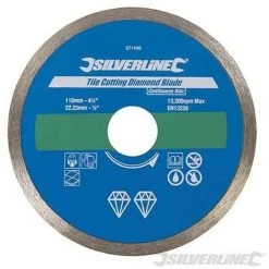 SILVERLINE Disque Diamant Pour Carreaux, 110 X 22,23 Mm à Bordure Continue, 110 X 22.23 Mm à Bordure Continue