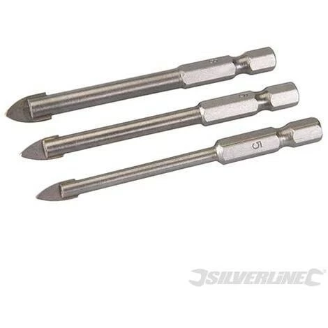 SILVERLINE Forets 6 Pans Pour Carrelage Et Verre, 3 Pcs, 5, 6 Et 8 Mm, 5. 6 Et 8 Mm