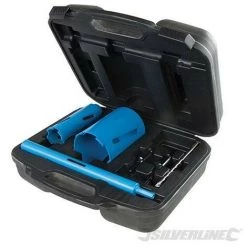 SILVERLINE Scies Trépans Diamantées, Coffret 7 Pcs, 28, 52 Et 107 Mm, 28. 52 Et 107 Mm