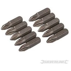 SILVERLINE 10 Embouts Phillips Chrome-vanadium, PH2, PH2