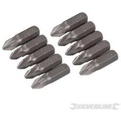 SILVERLINE 10 Embouts Pozidriv Chrome-vanadium, PZ2, PZ2