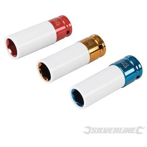 SILVERLINE Douilles à Chocs Gainées Pour écrous De Roues En Alliage, 3 Pcs, 1/2" / 17, 19 Et 21 Mm, 1-2 - 17. 19 Et 21 Mm – Image 2