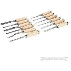 SILVERLINE Ciseaux à Bois De Sculpteur, 12 Pcs, 200 Mm, 200 Mm