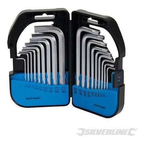 SILVERLINE Clés Hexagonales Et T10-T50, 18 Pcs, 18 Pcs