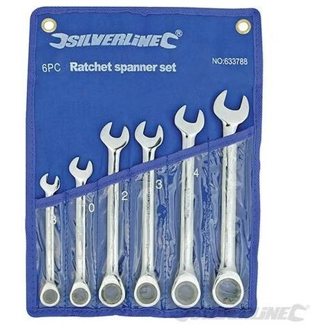 SILVERLINE Clés Mixtes à Cliquet Et à Tête Droite, 6 Pcs, 8 - 17 Mm, 8 - 17 Mm