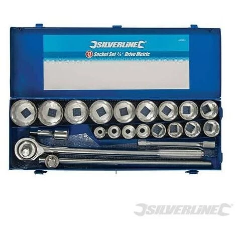 SILVERLINE Coffret Clés Et Douilles Métriques 3/4", 21 Pcs, 21 Pcs – Image 2