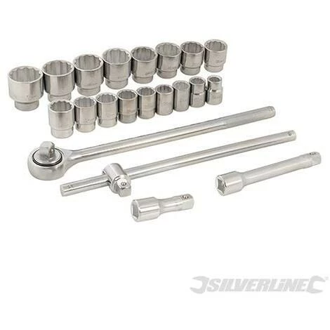 SILVERLINE Coffret Clés Et Douilles Métriques 3/4", 21 Pcs, 21 Pcs – Image 3