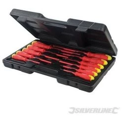 SILVERLINE Tournevis Isolés Avec Manche Caoutchouté, Coffret 11 Pcs, 11 Pcs
