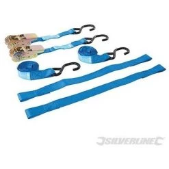 SILVERLINE Sangles à Cliquet Pour Moto, 4 Pcs, Testé 350 Kg, Rupture 700 Kg