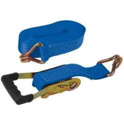 SILVERLINE Sangle D'arrimage à Crochet En J à Poignée Caoutchoutée 50 Mm X 8 M - Classé 1300 Kg, Capacité 3950 Kg