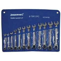 SILVERLINE ASSORTIMENT DE 12 CLES MIXTES A CLIQUET JEU DE 8 A 19