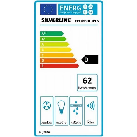 Hotte Décorative Murale 90cm 61db 253m3/h Verre/inox - H10590015 - Silverline - Inox – Image 2