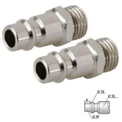 SILVERLINE 2 Embouts Pour Raccord Pneumatique Euro - Filetage Male 1/4 Bsp
