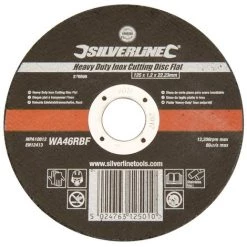 SILVERLINE Disque Plat à Tronçonner L'inox - 125 X 1,2 X 22,23 Mm