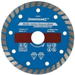 SILVERLINE Disque Diamant 110 Mm A Tronconner Le Marbre, Granit, Ceramique, Pierre